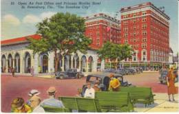 Saint Petersburg FL Florida, Open Air Post Office, Princess Martha Hotel C1930s Vintage Linen Postcard - St Petersburg