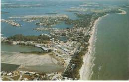 St. Petersburg FL Florida, Madeira Beach Aerial View, John's Pass Into Boca Ciega Bay, C1960s Vintage Postcard - St Petersburg