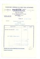 Facture, Fournitures Générale En Gros Pour Automobiles - Pairon & Cie - Poitiers (86) - 1953 - Automovilismo