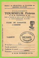 77 - COULOMMIERS - Feuillet Commercial Des Ets TOURNEUR Frères - Station De Sélection De Plantes De Grande Culture - Agricultura