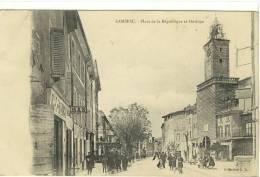 Carte Postale Ancienne Lambesc - Place De La République Et Horloge - Lambesc