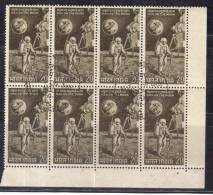 First Day Postmark On Block Of 8 Mint, "Man On Moon"  India 1969, Space Astronaut, Earth., - Azië