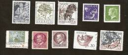 OS.12-5. Sweden, Sverige LOT Set Of 10 - 1981 Charles XVI Gustav 1982 Painter 1984 Flora Plant 1988 1994 Fauna Horse - Used Stamps