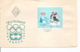 JO D'hiver De Innsbruck-1964 ( FDC De Hongrie Avec BF Non Dentelé à Voir) - Inverno1964: Innsbruck