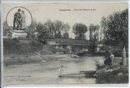 72 CONNERRE * Pont Du Chemin De Fer  * Belle CPA Animée Par Des Pecheurs, - Connerre