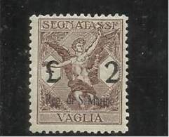 SAN MARINO 1924 SEGNATASSE PER VAGLIADUE TASSE TAXE LIRE 2 MNH - Postage Due