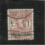 SAN MARINO 1924 SEGNATASSE PER VAGLIA DUE TASSE TAXE LIRE 1 USATO USED - Timbres-taxe