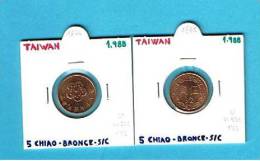 TAIWAN  5 CHIAO BRONCE 1.988 SC/UNC Y#550     DL-1866 - Taiwan