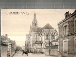 CPA   TIERCE  Un Coin Du Village ,l'abside De L'église   Et Un Homme Avec Sa Charette - Tierce