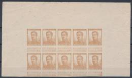 BELGIEN BELGIUM BELGIË # 102 II PROBEDRUCK COLOUR TRIAL PROOF BLOCK/10 (1913) - Proofs & Reprints