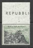 REPUBBLICA DI SAN MARINO 1958 VEDUTA PANORAMICA VIEW LIRE 500 MNH - Nuevos