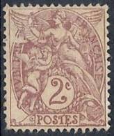 1900 FRANCIA ALLEGORIA TIPO BLANC 2 CENT SENZA GOMMA - FR476 - 1900-29 Blanc