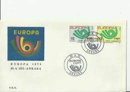 EUROPA CEPT 1973- TURKEY FDC   W 2 STAMPS OF 110-250 K ANKARA APR 30  RETUEU60 - 1973