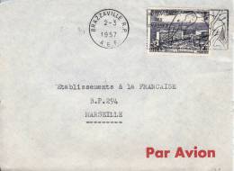 BRAZZAVILLE - CONGO - 1957 - AFRIQUE - COLONIE FRANCAISE - N° 234 HOPITAL DE BRAZZAVILLE - FLAMME - LETTRE PAR AVION - Brieven En Documenten