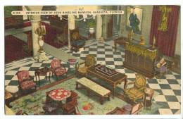 USA, Interior View Of John Ringling Mansion, Sarasota, Florida, Unused Linen Postcard [11547] - Sarasota