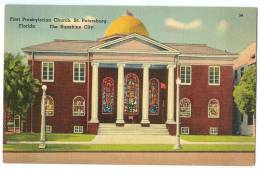 USA, First Presbyterian Church, St. Petersburg, Florida, The Sunshine City, Unused Linen Postcard [11561] - St Petersburg