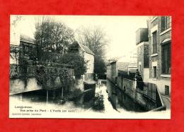 * LONGJUMEAU-Vue Prise Du Pont. L´Yvette(En Aval)-Carte Début 1900(Personnages+Pub), Voir Le Dos - Longjumeau