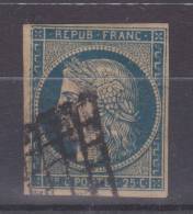 Lot N°18646   Variété/n°4a Bleu Foncé, Oblit Grille De 1849, Filet OUEST - 1849-1850 Ceres