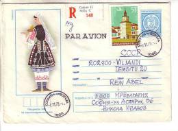 GOOD BULGARIA " REGISTERED " Postal Cover To ESTONIA 1979 - National Costume - Good Stamped: Clock Tower - Storia Postale