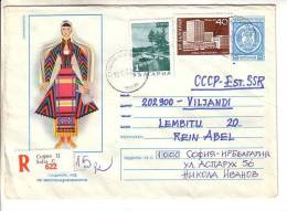 GOOD BULGARIA " REGISTERED " Postal Cover To ESTONIA 1983 - National Costume - Good Stamped: Industry - Covers & Documents