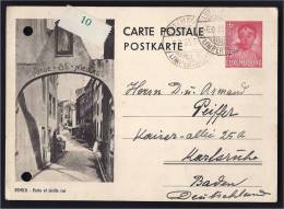 REMICH 1939  LUXEMBOURG LIMPERTS. PORTE ST NICOLAS ENTIER POSTALE GANZSACHE  POUR KARLSRUHE BADEN - Remich