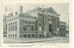 USA, Carnegie Library, Cambridge, Ohio, 1907 Used Postcard [11576] - Autres & Non Classés
