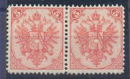 Bosnia & Hercegovina Austria Occupation 5 Kr Pair 1st Board Perforation 12 3/4 1876 MH * - Unused Stamps