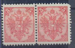 Bosnia & Hercegovina Austria Occupation 5 Kr Pair 1st Board Perforation 11 1/2 1876 MH * - Unused Stamps