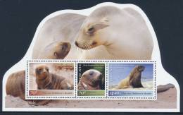 NEW ZEALAND 2012 Sea Lions Set Of 3v & Miniature Sheet (shaped)** - Fauna Antártica
