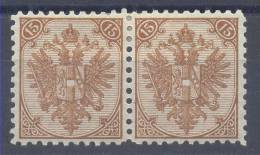 Bosnia & Hercegovina Austria Occupation 15 Kr Pair 1st Board Perforation 10 1/2 1879 MH * - Unused Stamps