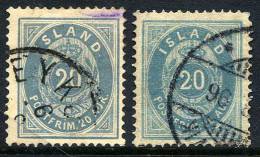 ICELAND 1882-85 20 Aurar Two Shades, Used. Michel 14Aa-b - Gebruikt