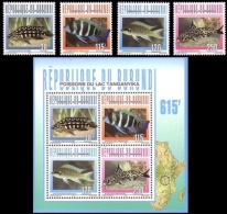 (001 + 10) Burundi  Fish Sheet / Bf / Bloc  Poissons / Fische / Vissen  ** / Mnh  Michel 1824-27 + BL 139 - Sonstige & Ohne Zuordnung