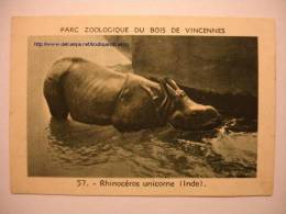 IMAGE CHROMO - PARC ZOOLOGIQUE DU BOIS DE VINCENNES - 57. RHINOCEROS UNICORNE (INDE) - Other & Unclassified
