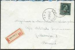 Enveloppe RECOMMANDEE TP 5 F Col Ouvert Moins 10 % LEUVEN 1947   - 8081 - 1946 -10%