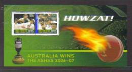 2007 Australia Wins Ashes  Complete Mint Unhinged Gum On Back Mini Sheet Unused - Blocks & Sheetlets