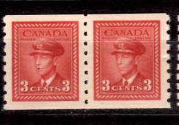 Canada 1942 3 Cent  King George VI War Coil Issue  #265  Pair - Ungebraucht