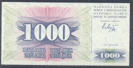 Bosnia And Hercegovina Paper Money Bill 1000 Dinara 1992 UNCIRCULAR ** - Bosnia Erzegovina