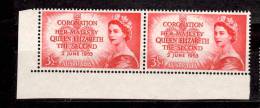 Australia1953 3 1/2p Queen Elizabeth Coronation Issue  #259  MNH Pair - Nuevos