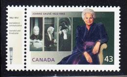 Canada MNH Scott #1509 43c Jeanne Sauve With 1952-1972 Tab At Left - Neufs