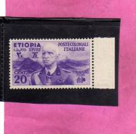 COLONIE ITALIANE ETIOPIA 1936 20 CENTESIMI MNH - Ethiopia