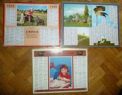 Lots De 3 CALENDRIERS, ALMANACH DES PTT 1960, 1961, 1962 . Longchamp Chevaux, Apprentissage, Jeux Champêtres - Petit Format : 1961-70