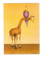 Dessin De Brigitte Martin: Aigle Perche Sur Le Cou D' Une Girafe (12-3614) - Giraffes