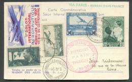 Affr. Mixte Belgique-France S/C.P. (1er Salon Aéronautique Bruxelles Juin 1937) Obl. Sc BRUXELLES-AEROPORT Du 1-6-1937 V - Cartas & Documentos