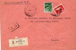 1945 LETTERA  RACCOMANDATA CON ANNULLO ROMA  SUCC. 18  +  S. GIUSEPPE JATO - Poststempel