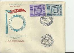 TURKEY 1957 - FDC 10 YEARS OF TURKISH-AMERICAN COOPERATION W 2 STS OF 25-40 K  ISTAMBUL JULY 1 RE.TUL102 - Covers & Documents