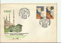 TURKEY 1958 - FDC 75 YEARS OF SCHOLL OF ECONOMICS & COMMERCE OF ISTANBUL   W 2 STS  OF 20-25 K  JAN 16  RE.TUL105 - Briefe U. Dokumente