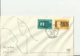 TURKEY 1960– FDC WORLD REFUGEE YEAR (COSTEAU DESIGN)  W 2 STS OF 90-105 K   ANKARA APR 7 RE.TU140 - Cartas & Documentos