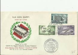 TURKEY 1961–FDC NINTH MEETING MINISTERS COUNCIL  CENTO (TABLE IMAGE) W 3 STS OF 30-40-75 K- ANKARA  APR 27 RE.TU144 - Cartas & Documentos