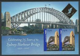 2007 75 Years Sydney Harbour Bridge 2 X $1.95  Stamps Mini Sheet  Gold Overprint Bangkok 2007 Mint Unhinged - Blocks & Kleinbögen