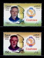 EGYPT / 2009 / COLOR VARIETY / SOUTH AFRICA / AUSTRALIA / JOHN MAXWELL COETZEE / NOBEL PRIZE IN LITERATUR / MNH / VF. - Neufs